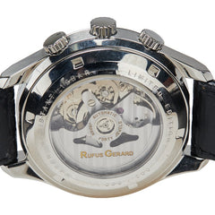 RUFUS GERARD 腕時計 自動巻き ブラック文字盤 ステンレススチール レザー メンズ 【中古】