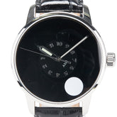 ANGULAR MOMENTUM 腕時計 自動巻き ブラック文字盤 ステンレススチール レザー メンズ 【中古】