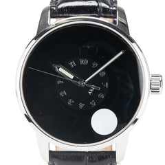 ANGULAR MOMENTUM 腕時計 自動巻き ブラック文字盤 ステンレススチール レザー メンズ 【中古】