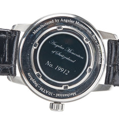 ANGULAR MOMENTUM 腕時計 自動巻き ブラック文字盤 ステンレススチール レザー メンズ 【中古】