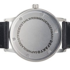 DEFAKTO ベルト(社外品) 腕時計 クオーツ ブラック文字盤 ステンレススチール レザー メンズ 【中古】