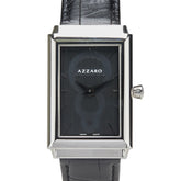 AZZARO 腕時計 クオーツ ブラック文字盤 ステンレススチール レザー メンズ 【中古】