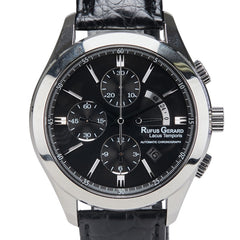 RUFUS GERARD 腕時計 自動巻き ブラック文字盤 ステンレススチール レザー メンズ 【中古】