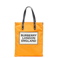 バーバリー ロゴ トートバッグ オレンジ ナイロン レザー レディース BURBERRY 【中古】