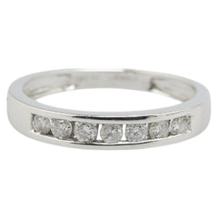 K18WG ホワイトゴールド ダイヤ0.20ct 一文字 リング 指輪 レディース 7号 【中古】