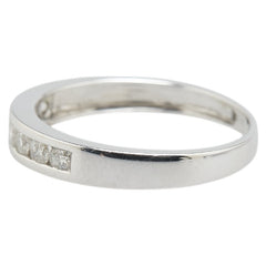 K18WG ホワイトゴールド ダイヤ0.20ct 一文字 リング 指輪 レディース 7号 【中古】