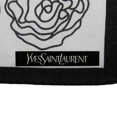 サンローラン YSLロゴ バラ スカーフ ハンカチ ホワイト マルチカラー コットン レディース SAINT LAURENT 【中古】