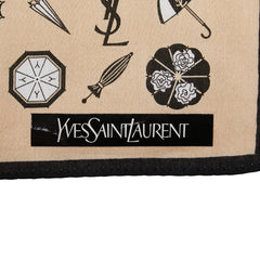 サンローラン YSLロゴ アンブレラ 傘柄 スカーフ ハンカチ ベージュ マルチカラー コットン レディース SAINT LAURENT 【中古】