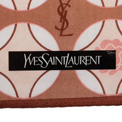 サンローラン YSLロゴ バラ スカーフ ハンカチ ブラウン マルチカラー コットン レディース SAINT LAURENT 【中古】