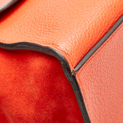 セリーヌ トラペース ハンドバッグ ショルダーバッグ 2WAY オレンジ レザー スエード レディース CELINE 【中古】