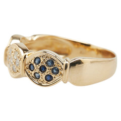 K18YG イエローゴールド サファイア ダイヤ リング 指輪 レディース 15号 【中古】