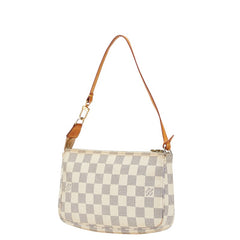ルイ ヴィトン ダミエ アズール ポシェット アクセソワール アクセサリーポーチ N51986 ホワイト PVC レザー レディース LOUIS VUITTON 【中古】