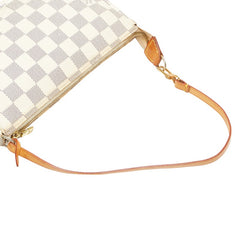 ルイ ヴィトン ダミエ アズール ポシェット アクセソワール アクセサリーポーチ N51986 ホワイト PVC レザー レディース LOUIS VUITTON 【中古】