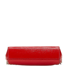 ケイトスペード リボン 斜め掛け チェーン ショルダーバッグ レッド エナメル レディース Kate Spade 【中古】