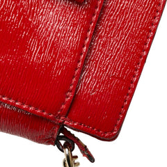 ケイトスペード リボン 斜め掛け チェーン ショルダーバッグ レッド エナメル レディース Kate Spade 【中古】