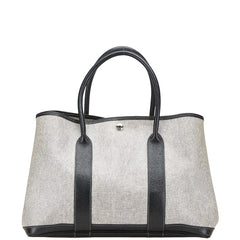 エルメス ガーデンパーティーPM ハンドバッグ トートバッグ ブラック ホワイト トワルアッシュ ネゴンダ レディース HERMES 【中古】