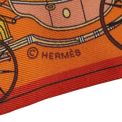 エルメス ツイリー Les Voitures Nouvelles 馬車の変遷 スカーフ オレンジ マルチカラー シルク レディース HERMES 【中古】