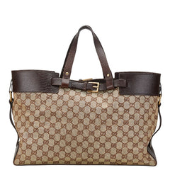 グッチ GGキャンバス ハンドバッグ トートバッグ 106251 ブラウン キャンバス レザー レディース GUCCI 【中古】