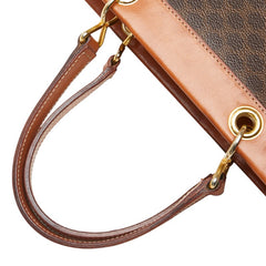 セリーヌ マカダム ハンドバッグ ブラウン PVC レザー レディース CELINE 【中古】