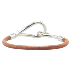 エルメス ジャンボ ブレスレット ブラウン シルバー レザー メタル レディース HERMES 【中古】