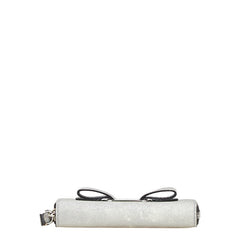 サルヴァトーレフェラガモ ヴァラリボン ラメ コインケース シルバー ブラック グリッターキャンバス レザー レディース Salvatore Ferragamo 【中古】
