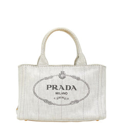 プラダ カナパ ハンドバッグ グレー キャンバス レディース PRADA 【中古】