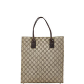 グッチ GGスプリーム ハンドバッグ トートバッグ 91249 ベージュ ブラウン PVC レザー レディース GUCCI 【中古】