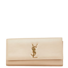 サンローラン YSLロゴ クラッチバッグ 326079 ベージュ レザー レディース SAINT LAURENT 【中古】