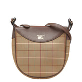 バーバリー チェック ショルダーバッグ カーキ ブラウン キャンバス レザー レディース BURBERRY 【中古】