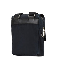 ヴァレンティノ スタッズ 斜め掛け ショルダーバッグ ブラック キャンバス レザー レディース VALENTINO 【中古】