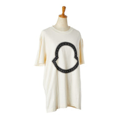 モンクレール 22SS STUDS LOGO TEE Tシャツ サイズ:M H10918C00015 8390T アイボリー ベージュ コットン メンズ MONCLER 【中古】