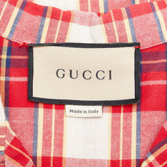 グッチ 21AW ビー シャツ オープンカラーシャツ 半袖 サイズ:46 653446 レッド マルチカラー コットン メンズ GUCCI 【中古】