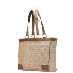 サルヴァトーレフェラガモ ガンチーニ トートバッグ AF-21 5372 ベージュ ブラウン キャンバス レザー レディース Salvatore Ferragamo 【中古】