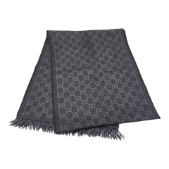 グッチ GG柄 マフラー ブラック グレー レディース GUCCI 【中古】