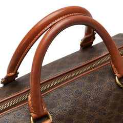 セリーヌ マカダム ハンドバッグ ミニボストンバッグ ブラウン PVC レザー レディース CELINE 【中古】