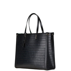 サマンサベガ クロコ型押し トートバッグ ショルダーバッグ 2WAY ブラック 合成皮革 メンズ Samantha Vega 【中古】