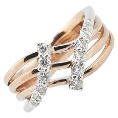 K18PG ピンクゴールド K18WG ホワイトゴールド ダイヤ0.50ct リング 指輪 レディース 15号 【中古】