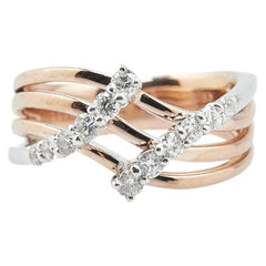 K18PG ピンクゴールド K18WG ホワイトゴールド ダイヤ0.50ct リング 指輪 レディース 15号 【中古】