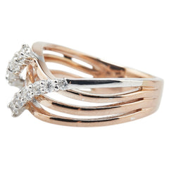 K18PG ピンクゴールド K18WG ホワイトゴールド ダイヤ0.50ct リング 指輪 レディース 15号 【中古】