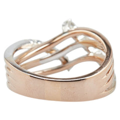 K18PG ピンクゴールド K18WG ホワイトゴールド ダイヤ0.50ct リング 指輪 レディース 15号 【中古】