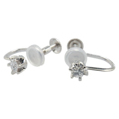 Pt900 プラチナ ダイヤ ネジ式 イヤリング レディース 【中古】