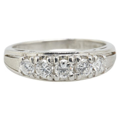 Pt900 プラチナ ダイヤ0.54ct 一文字 リング 指輪 レディース 11号 【中古】