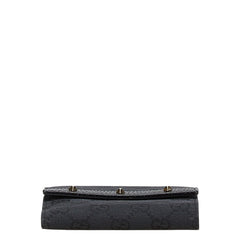 グッチ GGキャンバス スタッズ 二つ折り財布 120922 ブラック キャンバス レザー レディース GUCCI 【中古】