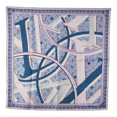 ルイ ヴィトン カレ ポップLV スカーフ M73876 パープル ブルー マルチカラー シルク レディース LOUIS VUITTON 【中古】