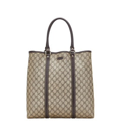 グッチ GGスプリーム トートバッグ 223668 ベージュ ブラウン PVC レザー レディース GUCCI 【中古】