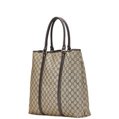 グッチ GGスプリーム トートバッグ 223668 ベージュ ブラウン PVC レザー レディース GUCCI 【中古】