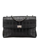シャネル 2.55 チョコバー チェーン ショルダーバッグ ブラック ラムスキン レディース CHANEL 【中古】
