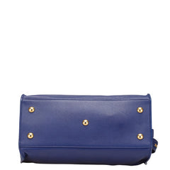 サンローラン YSLロゴ プチカバス ハンドバッグ ショルダーバッグ 2WAY 311210 ブルー レザー レディース SAINT LAURENT 【中古】