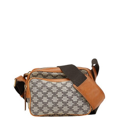 セリーヌ マカダム 斜め掛け ショルダーバッグ カメラバッグ ベージュ マルチカラー キャンバス レザー レディース CELINE 【中古】