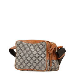 セリーヌ マカダム 斜め掛け ショルダーバッグ カメラバッグ ベージュ マルチカラー キャンバス レザー レディース CELINE 【中古】